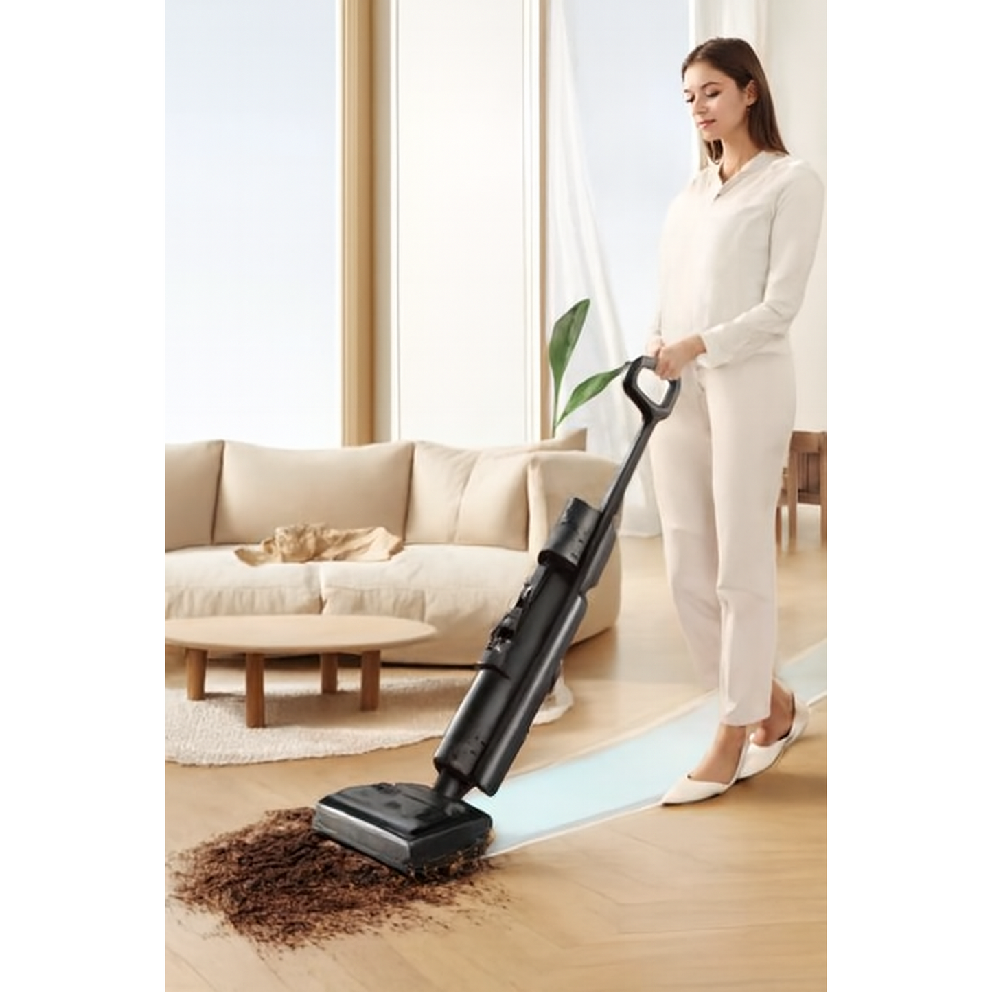 Aspirateur balai laveur sans fil M3 – 230 W, 55 min autonomie, Écran LED
